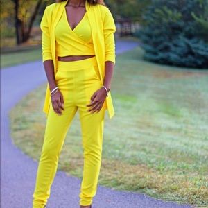 3 pc Bright Yellow Suit